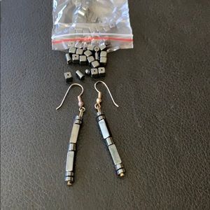 Hematite Dangle Earrings with extra loose beads